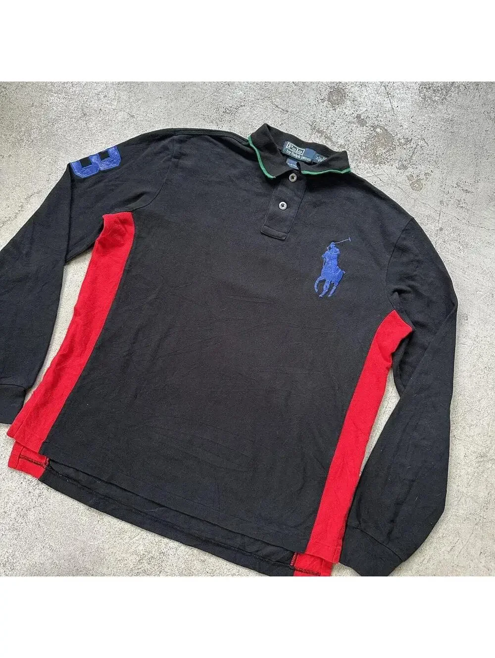 Ralph Lauren Polo Custom Fit Leather Big Pony Cotton Black Big Pony Polo Shirt
